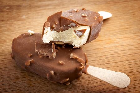 Refreshing summer food, icy cold dessert and frozen snack concept with close up on vanilla, hazelnut...