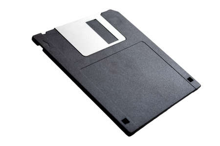 Obsolete data storage technology, retro digital medium and nostalgia concept with a tilted floppy...