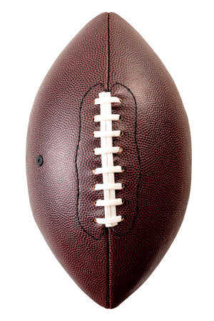 American football and US sports concept with a generic leather ball without any brands on it and...