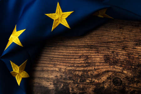 European identity and pride to be from Europe concept theme with the blue with gold stars flag of...