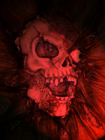  Fake Skull with red light for special effectの写真素材