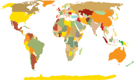 Map_world with different colors. Separate and use any country as you wish.のイラスト素材