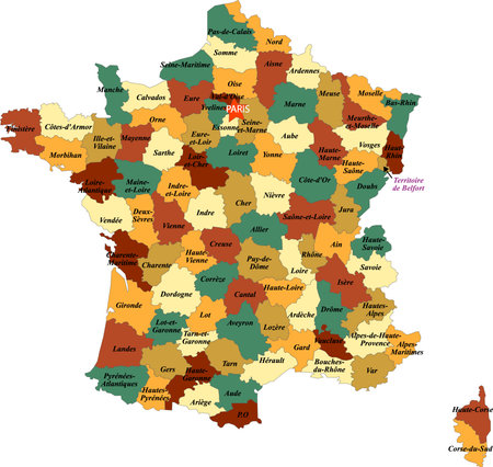 French Department isolated on white background.のイラスト素材