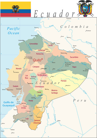  Ecuador Map with district ans major cities.のイラスト素材