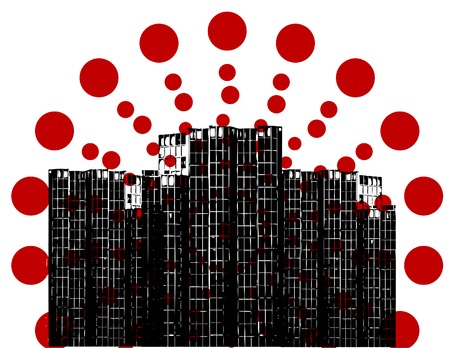 dot in circle and skyscraperのイラスト素材