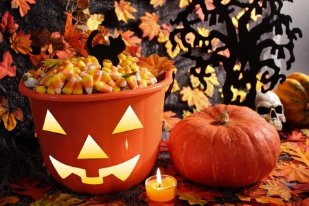 A scary old jack-o-lantern.
