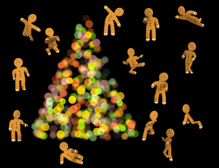 Freedom Gingerbread  are happy on black background.の写真素材