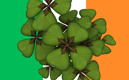 Blossom of clover on ireland flag.