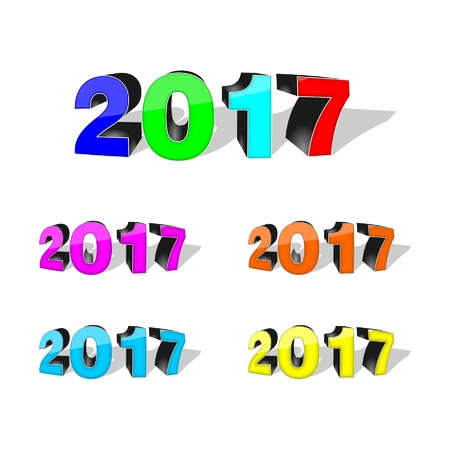 happy new year 2017,text design,3d vector illustrationのイラスト素材