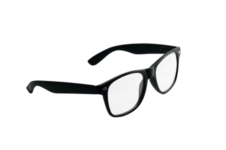 Eyeglasses with frame black color modern style isolated on white background, Selective focusの写真素材