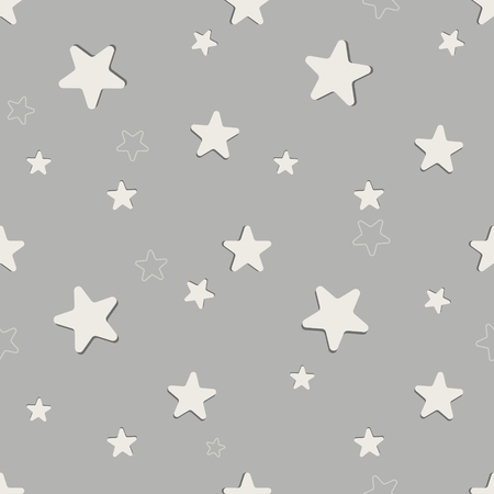 Seamless stars pattern on gray background, stripes abstract template, vector illustrationのイラスト素材