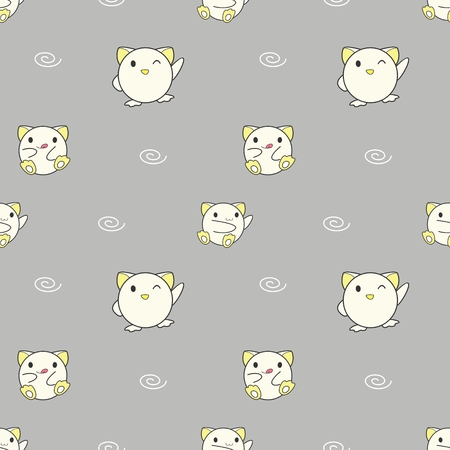 Seamless pattern, cute baby animals on gray background, vector illustrationのイラスト素材