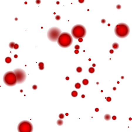Drops red spots isolated on white backgroundの写真素材