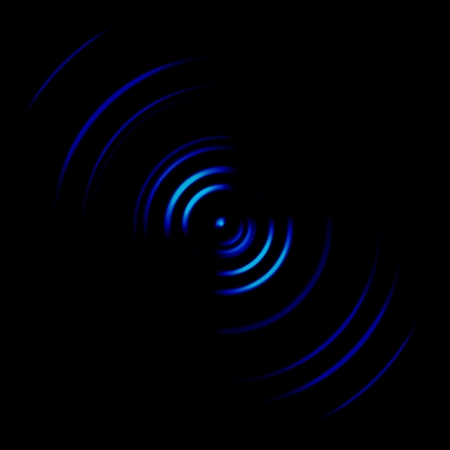 Abstract blue wireless network symbol on black backgroundの写真素材