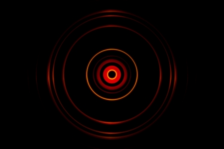 Round orange light with circle signal, abstract backgroundの写真素材