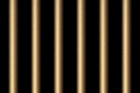 Copper prison bars on black background.