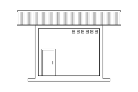 Abstract outline drawing, space frame structure of storehouse vector illustrationのイラスト素材