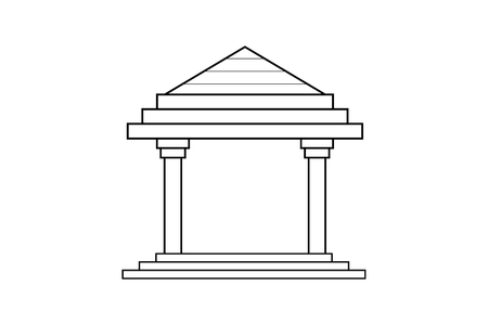 Abstract outline drawing, modern storehouse with pyramid shape vector illustrationのイラスト素材