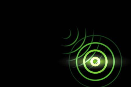 Light green sound waves oscillating with circle ring, abstract backgroundの写真素材