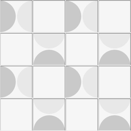 Abstract seamless pattern, semicircle light gray ceramic tiles vector illustrationのイラスト素材