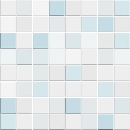 Abstract seamless pattern of white blue ceramic wall and floor tiles. Design geometric mosaic texture for the decoration of the bathroom, vector illustrationのイラスト素材