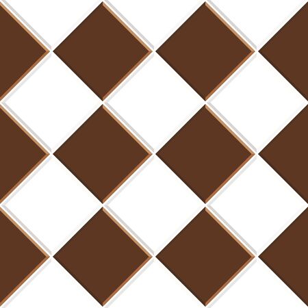 Abstract seamless pattern of brown white ceramic floor tiles. Design geometric mosaic texture for the decoration of the kitchen room, vector illustrationのイラスト素材