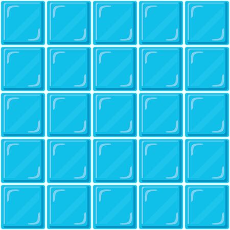Abstract seamless pattern, blue ceramic tiles wall or clear glass block. Design geometric mosaic texture for the decoration of the bathroom, vector illustrationのイラスト素材