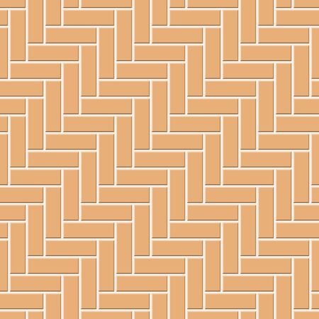 Abstract seamless rectangle pattern. Top view of orange cobblestone street pavement. Concrete square paver blocks. Design geometric mosaic texture for the decoration of the bathroom, vector illustrationのイラスト素材