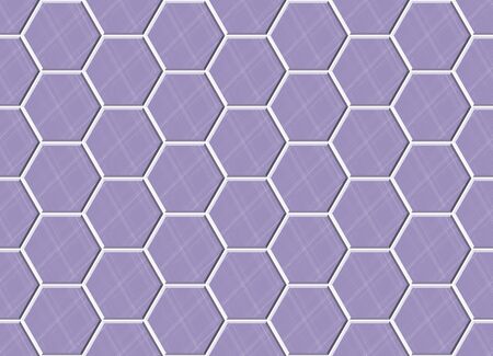 Abstract seamless pattern, purple ceramic tiles floor. Concrete hexagonal paver blocks. Design geometric texture for bathroom, vector illustrationのイラスト素材