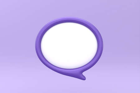 3D white speech with purple frame, bubble, inflatable and balloon text. objects isolated on light...