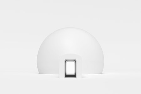 Abstract white house dome shape with entrance on white background. Modern architecture with empty building. Concept building business. Futuristic design concepts.3D renderingの写真素材