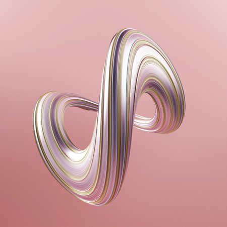 Red abstract twisted shape. Colorful round geometry, gradient curve background, Computer generated...