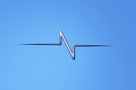 3d icon blue heart pulse monitor. Heart beat. Wave blue heartbeat line icon on blue background. Wallpaper of 3d heart monitor pulse line symbol. 3d renderingの写真素材