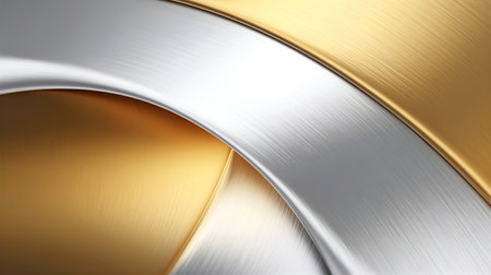 Abstract gold curve line on silver design modern luxury futuristic background. abstract wallpaper, Generative AI illustrationの素材