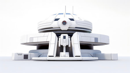 3D futuristic sci-fi white city architecture with organic skyscrapers, for science fiction or fantasy backgrounds, Abstract building, Generative AI illustrationの素材