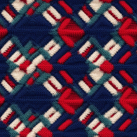 Fabric knitted seamless pattern with geometric shape spots. bright colors background for knitwear design or print, modern strips mat, Generative AI illustrationの素材