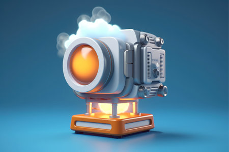 Cloud storage for downloading. digital service or application with data transmission. Network computing technologies. Futuristic Server. Digital space. Data storage, Generative AI illustrationの素材