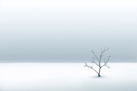 Abstract illustration minimalist landscape, alone tree in clear nature landscapeAbstract illustration minimalist landscape, Alone tree in clear nature landscape, Generative AI illustrationの素材