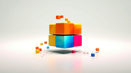 Abstract 3D geometric shapes, 3d element art minimal style, Generative AI illustrationの素材