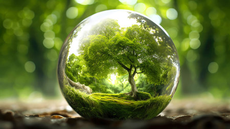 Illustration image, Nature and Sustainability, Eco-friendly Living and conservation, Concept art of Earth and animal life in different environments, Generative AI illustrationの素材