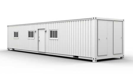 Mobile office buildings or container site office for construction site. Shipping container. Portable house and office cabins,Generative AI illustrationの素材