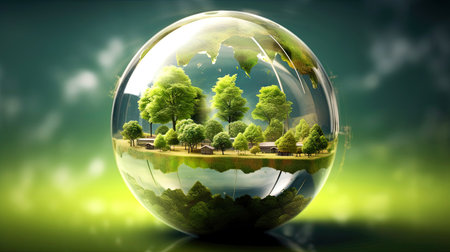 Illustration image, Nature and Sustainability, Eco-friendly Living and conservation, Concept art of Earth and animal life in different environments, Generative AI illustrationの素材