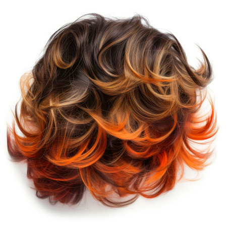 Hair wig over the plastic mannequin head isolated over the white background, mockup featuring contemporary women hairstyles, Generative AI illustrationの素材