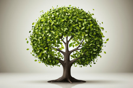 Ecosystem restoration, environment day concept tree background. Recycle icon paper cut banner with forest. Ecology project concept, Generative AI illustrationの素材