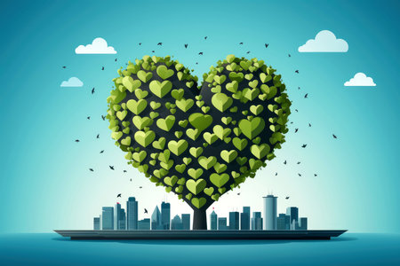 llustration images, Ecosystem restoration, environment day concept tree background. Ecology project concept, Generative AI illustrationの素材