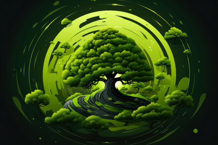llustration images, Ecosystem restoration, environment day concept tree background. Ecology project concept, Generative AI illustrationの素材
