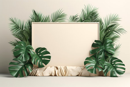 Floral border frame card template. multicolor flowers, leaves, for banner, wedding card. Springtime composition with copy-space, Generative AI illustrationの素材