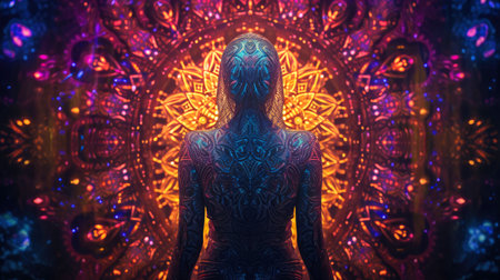 Psychic waves experimentation, psychedelia, and bold mental, emotional, and spiritual journey, journey into wellness with psychic waves, Generative AI illustrationの素材