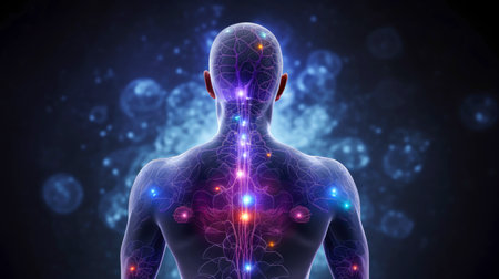 Energy of Thought. Human head emitting abstract fractal structure to illustrate working of human mind, Generative AI illustrationの素材