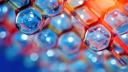 Medical studies of molecular structures. Science in the service of human. Technologies of the future in our life. molecule of medicine model, Generative AI illustrationの素材